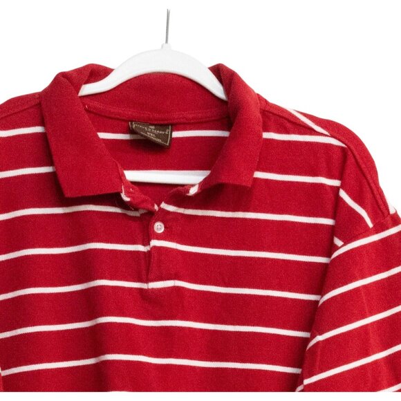 Steve & Barrys Mens Red & White Striped Polo Shirt 2XL Cotton Casual Short Sleev - Picture 5 of 6